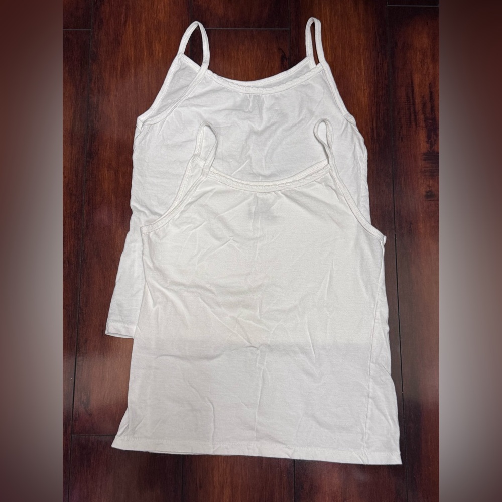 Hanes Girls Classic White Camisoles set of 2, SZ L. EUC
